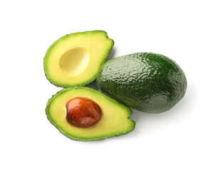 Fresh avocados on white background