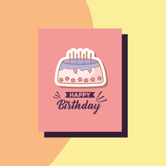 happy birthday card with sweet cake vector illustration design