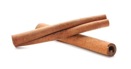 Cinnamon sticks on white background