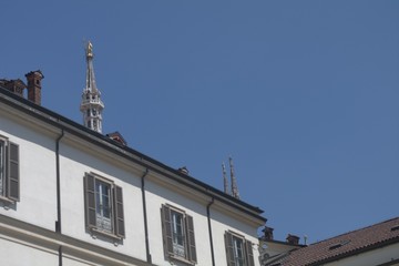 Fototapeta na wymiar Milan,spire,sky,blue,architecture,view,facade