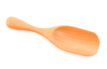wood scoop on white background