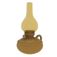 Old retro vintage kerosene lamp. 3d render