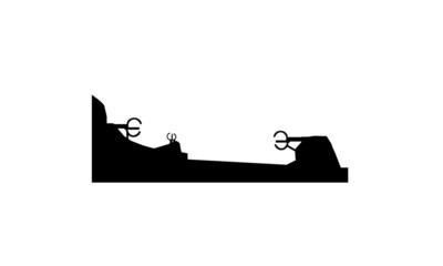 Fototapeta premium Silhouette of Comb of the Winds in Donosti San Sebastian Spain