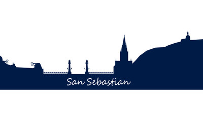 Naklejka premium Panoramę San Sebastian, Donosti w Hiszpanii