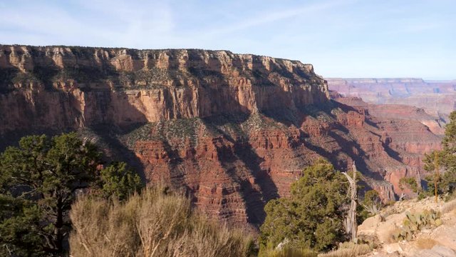 Shot Of Movement Along The Tourist Trail Along The Cliff Of The Grand Canyon