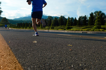 Fototapeta premium Group of people running race marathon
