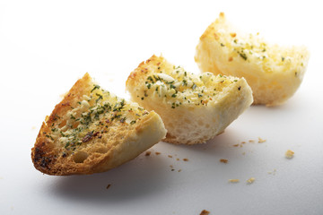 garlic bread on white backround