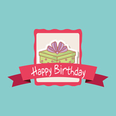 happy birthday frame with gift box vector illustration design