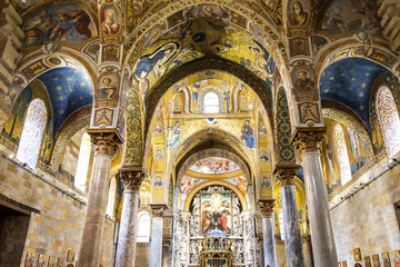 The vault decorated with beautiful Byzantine mosaics of the 12th century and the newer part is...