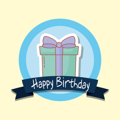 happy birthday frame with gift box vector illustration design