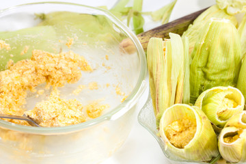 Colombian Sweet Corn Wrap Preparation