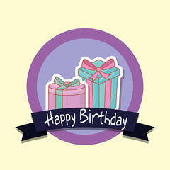 happy birthday frame with gift box vector illustration design