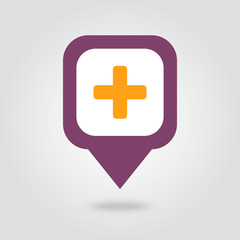 Plus, Hospital ,Pharmacy, Clinic pin map icon.