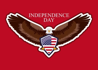 independence day america celebration eagle holding usa shield vector illustration