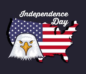 independence day america flag usa eagle face vector illustration