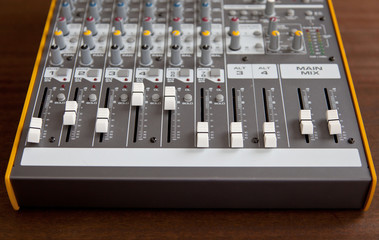 Audio studio sound mixer equalizer board faders sliders