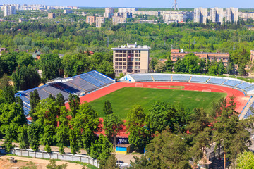 Aerial view of the Dynamo Stadium in Kharkiv, Ukraine