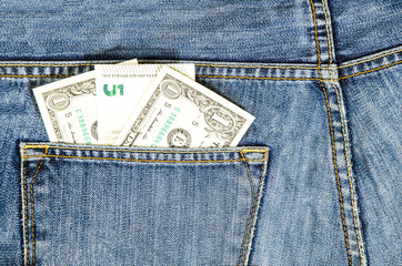 Money banknotes in pocket