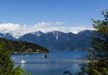 Mountains view from  Bowen Island, BC, Canada.