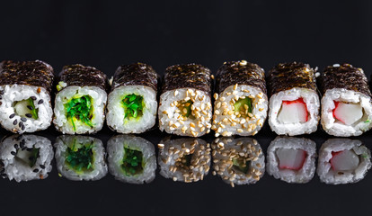 Sushi on a black background 12
