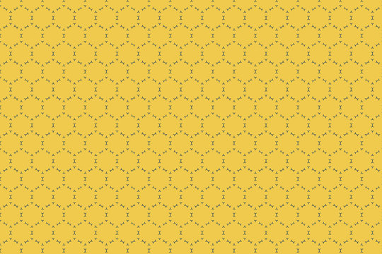 Geometric hexagonal shape pattern with dashed lines on yellow background