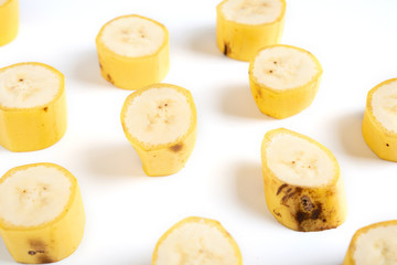 sliced peeled banana isolated