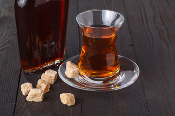 Traditional turkish tea with sweets and dry fruits