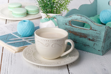 ball of threads for knitting, hand made leisure concept