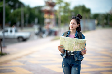 Travelers are browsing the map.