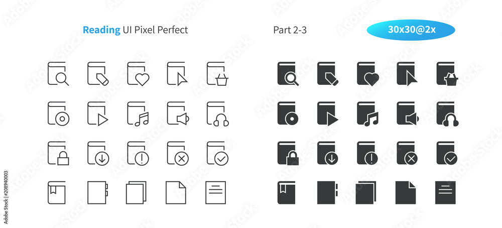 Fototapete reading ui pixel perfect well-crafted vector thin line and solid icons 30 2x grid for web graphics a