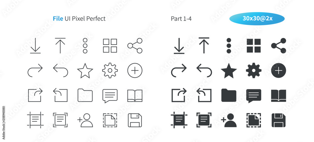 Fototapete file ui pixel perfect well-crafted vector thin line and solid icons 30 2x grid for web graphics and 
