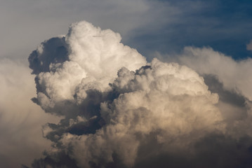 Cumulonimbus in dramatic sunset and mountain silhouette in central america, Guatemala.