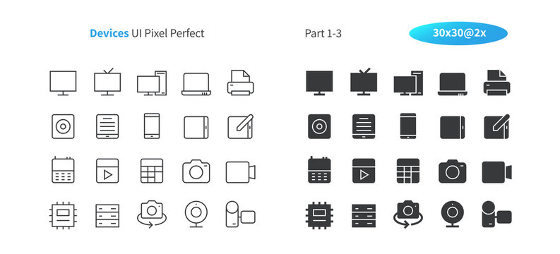 Devices UI Pixel Perfect Well-crafted Vector Thin Line And Solid Icons 30 2x Grid for Web Graphics and Apps. Simple Minimal Pictogram Part 1-3