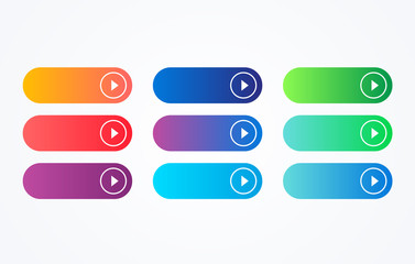 Colorful button set on white background. Flat line gradient button collection. Vector web element