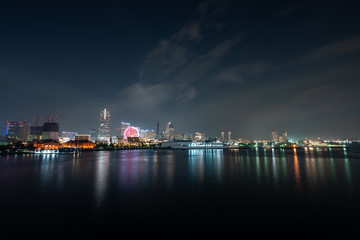 Fototapeta na wymiar Nightview of Minato Mirai area of Yokohama City (横浜みなとみらい地区夜景)in Kanagawa, Japan