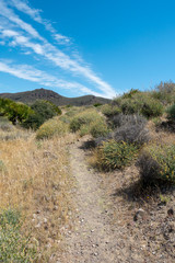 Mountains under the blue sky in the desert of almeria