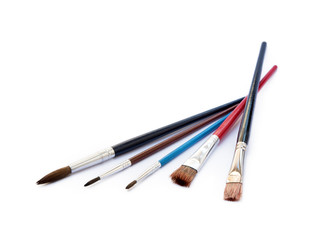 Set of paint brushes isolated on white background