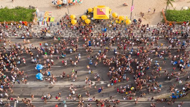 Ipanema Beach, Street carnival, Rio de Janeiro, Brazil, South America - 4K time lapse