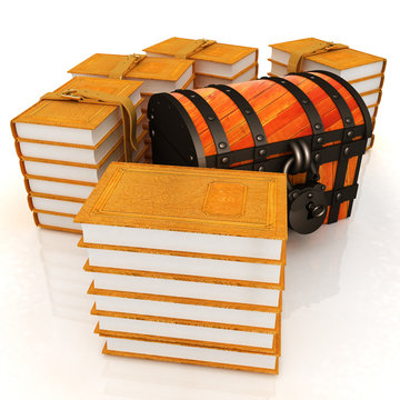 Chest and Books. 3d render