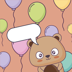 cute bear clebrating party kawaii character vector illustration design