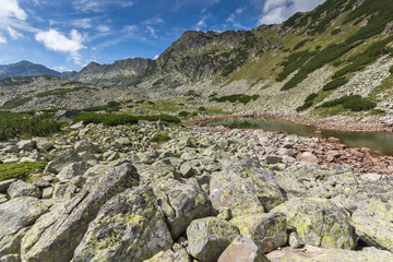 Landscape with Green hills and Musalenski lakes,  Rila mountain, Bulgaria
