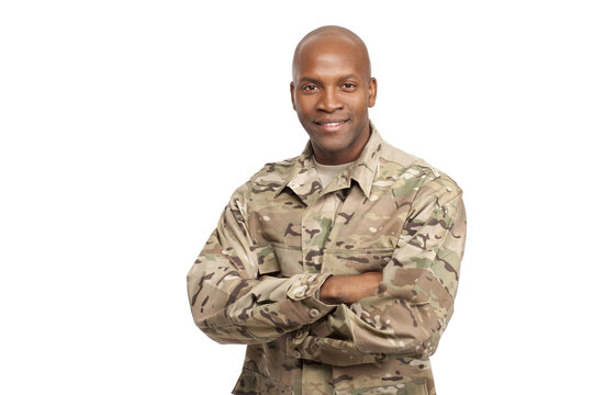 Smiling Serviceman With His Arms Crossed