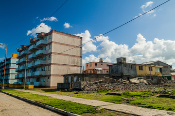 Fototapeta na wymiar Concrete block buildings in Baracoa, Cuba
