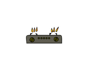 Natural gas burner flame on black stove. Vector illustration