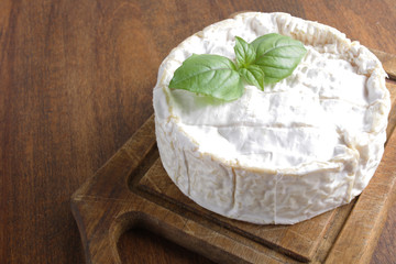 cheese brie on a wooden board