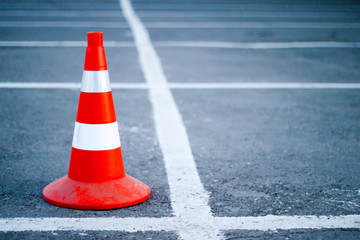 Road cone in the parking lot
