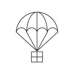 Parachute with cargo icon