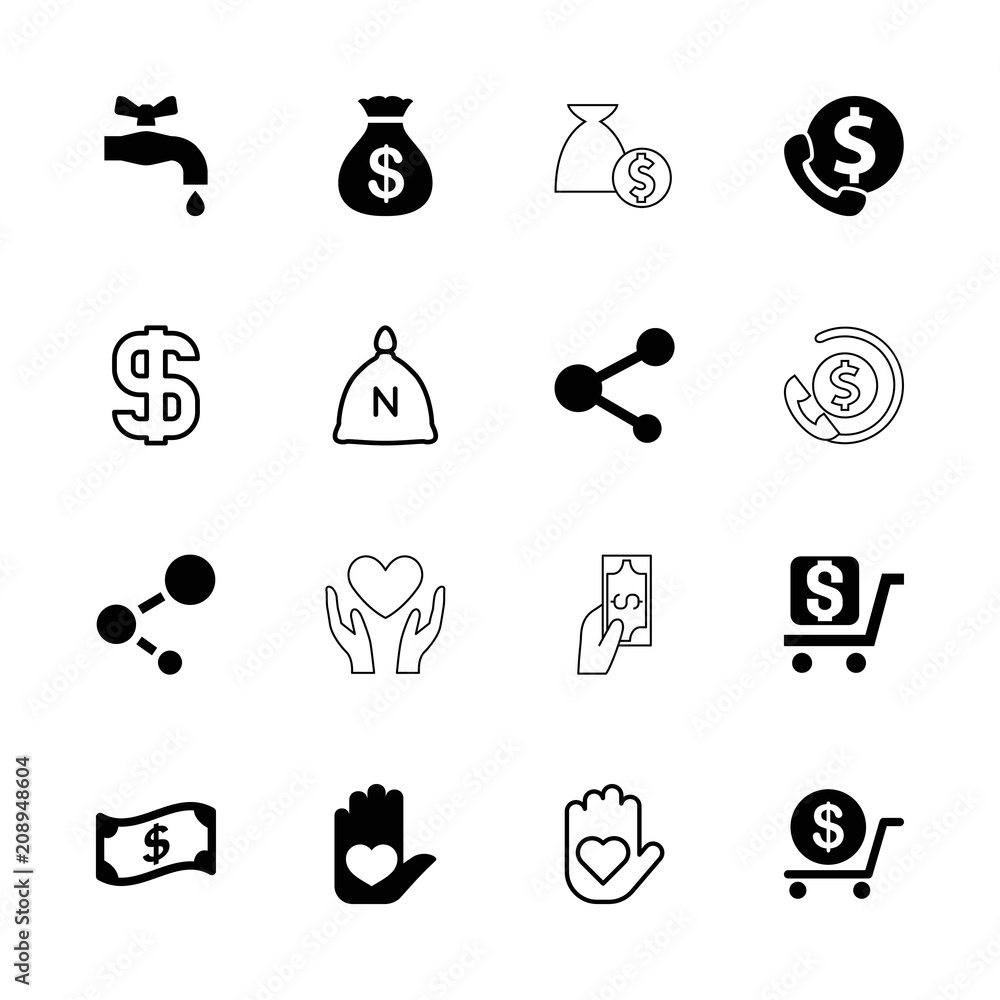 Poster collection of 16 save filled and outline icons