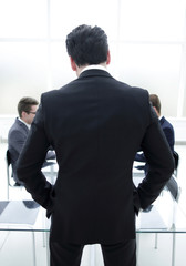 Fototapeta premium rear view.businessman holds a working meeting