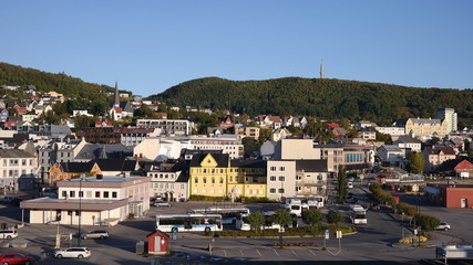 Fototapeta na wymiar Harstad city centre and bus terminal, Norway